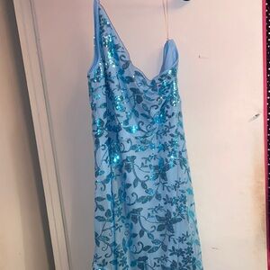 SHEIN Blue Sequin One Shoulder Dress